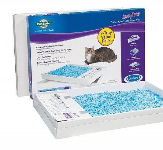 PetSafe ScoopFree Self-Cleaning Cat Litter Box Tray Refills, Non-Clumping Crystal Cat Litter, 3-Pack