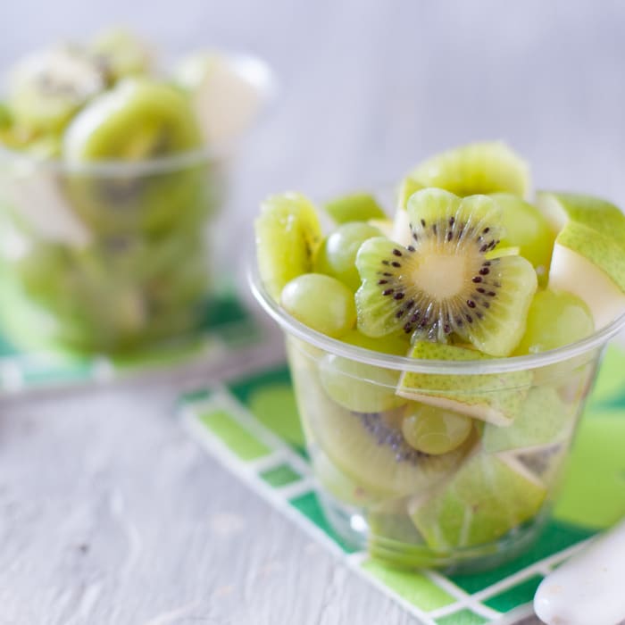 Green Fruit Salad Cute Kid Snack Recipe for St. Patrick's Day