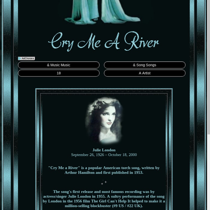 Cry Me A River sung by Julie London 1955