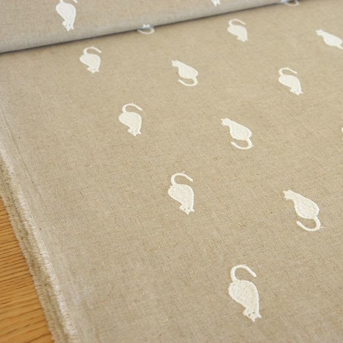 Japanese Unique High Quality Embroidery Cotton Linen Blended Fabric