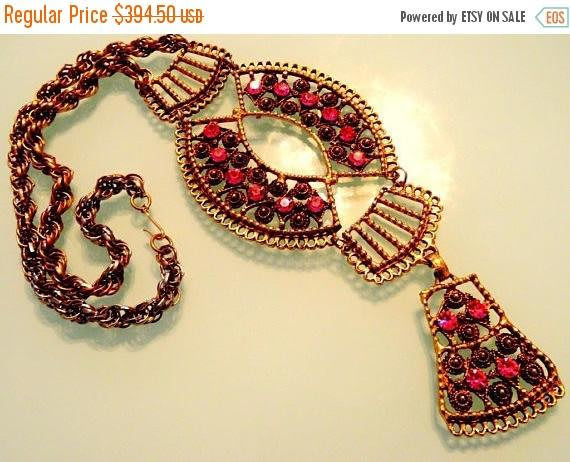 ON SALE Rare VENDOME Bib Runway Statement Necklace 1960's 1970's Hollywood Regency Couture Vintage Collectible Hard To Find Jewelry