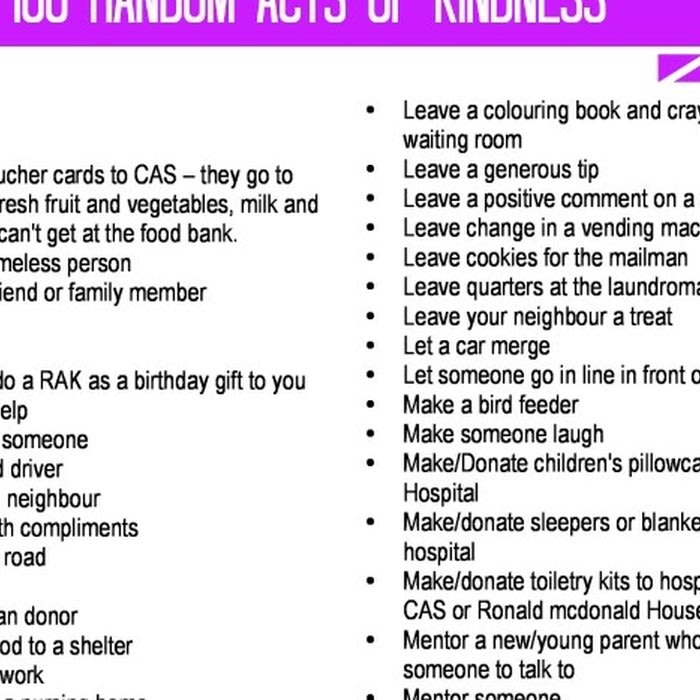 100 RAK's - Random Acts of Kindness