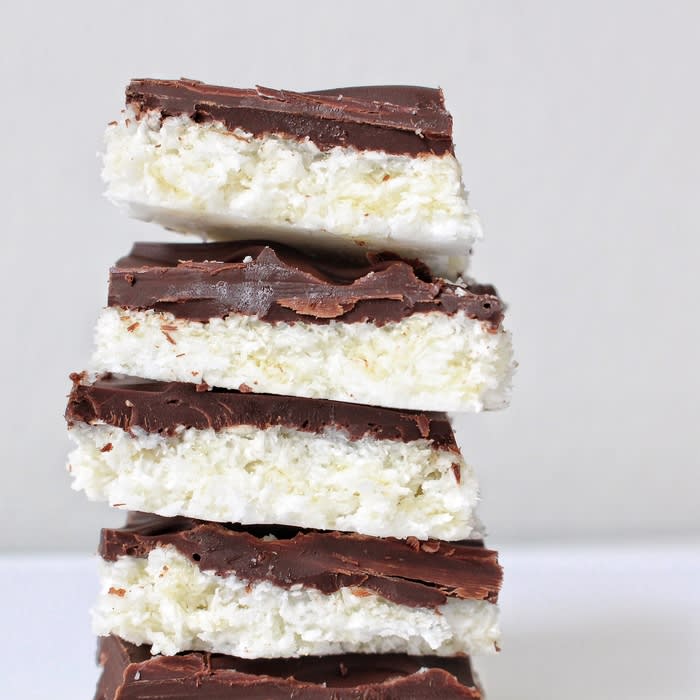 Chocolate Covered Coconut Bars: Clean Mounds Bars