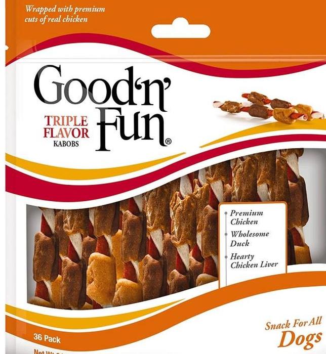 Good'n'Fun Triple Flavored Kabobs Rawhide Chews for Dogs