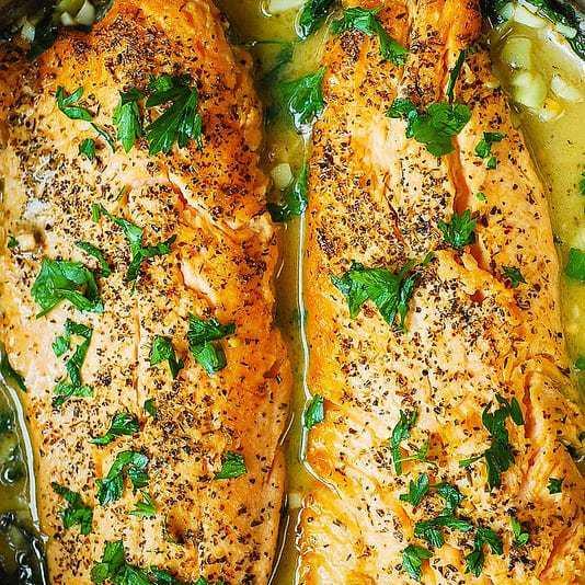 Trout with Garlic Lemon Butter Herb Sauce