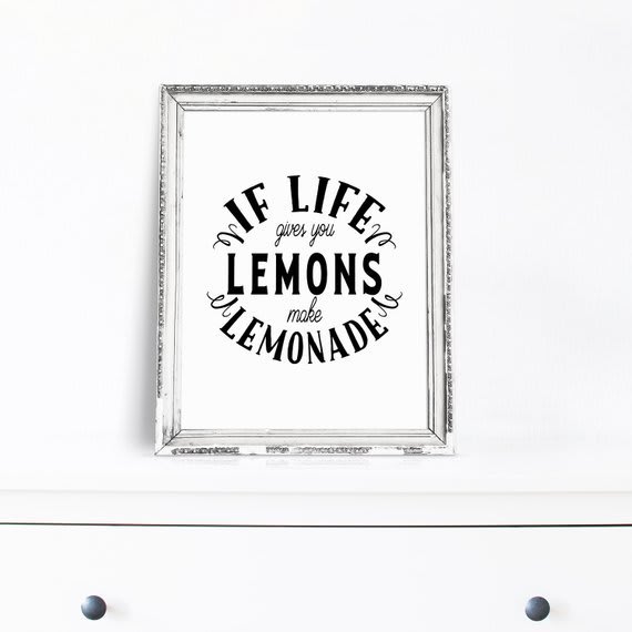 Printable Wall Art, Kitchen Wall Art, Lemon Kitchen Decor, Modern Wall Decor, Life GIves You Lemons, Lemon Print, Lemon Quotes About Life