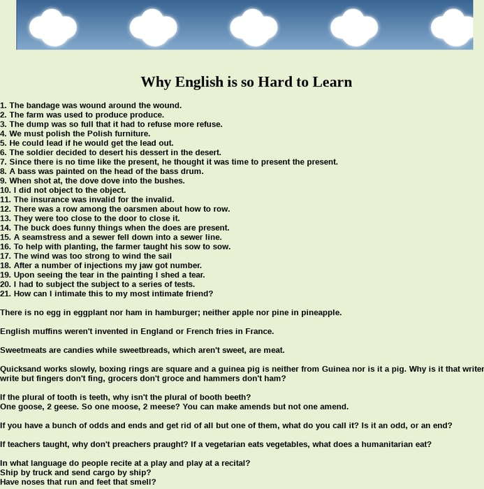 Why English is so Hard to Learn