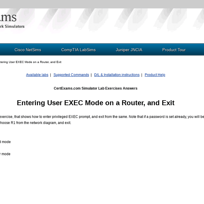 Router simulator: Entering User Exec Mode and Exit