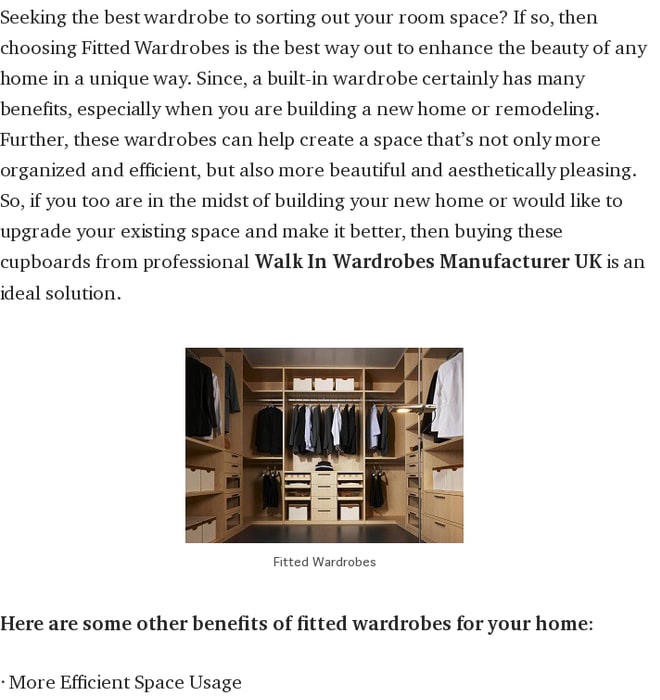 Complement The Design Of Your Home With Beautiful Fitted Wardrobes