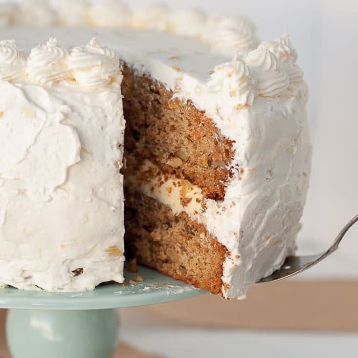 Pineapple Carrot Cake with Pineapple Whipped Cream Frosting
