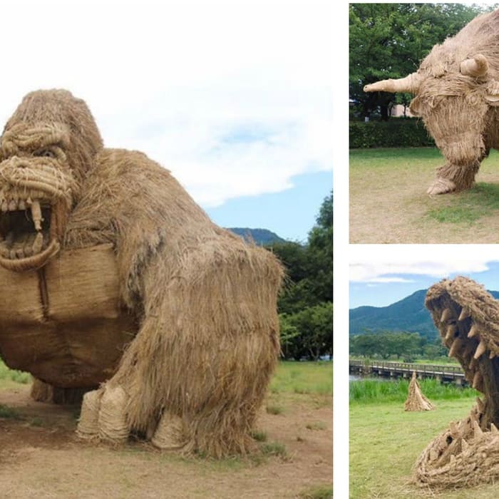 Rice Straw Animal Sculptures from the 2017 Wara Art Festival