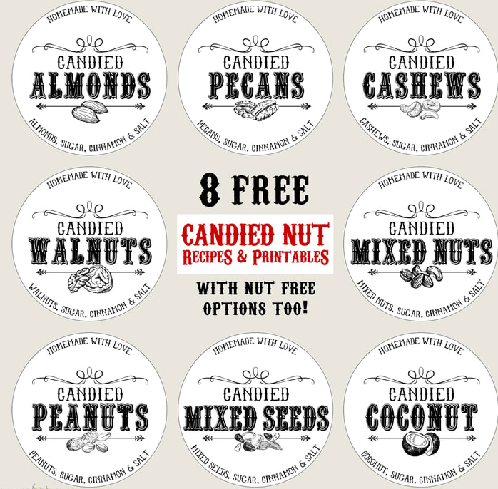 8 FREE Homemade Candied Nuts Printable Labels - Nut Free