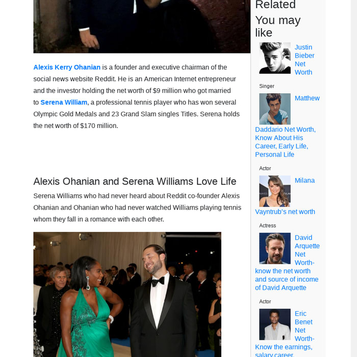 Alexis Ohanian and Serena : Facts you need to know about their relation