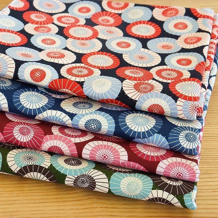 Japanese Pure Cotton Traditional Fabric - Umbrella Patterns (4 colors available)
