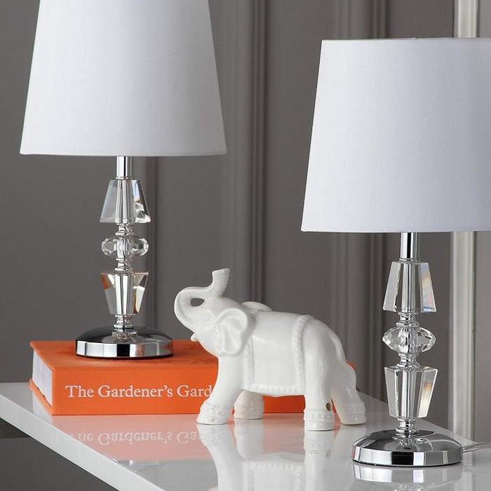 Safavieh Lighting Collection Crescendo Clear and White Tiered Crystal 15-inch Table Lamp