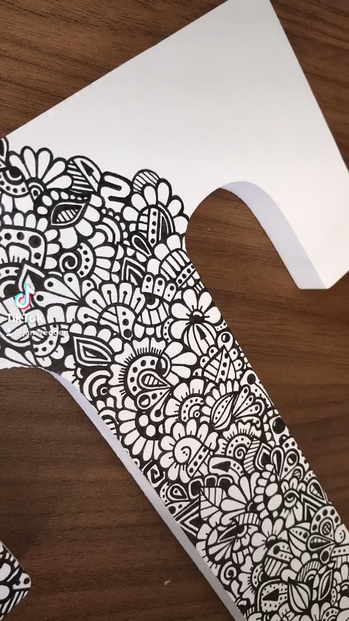 Almost ran out of ink, but here’s a time lapse of the final touches on this wooden letter T order.