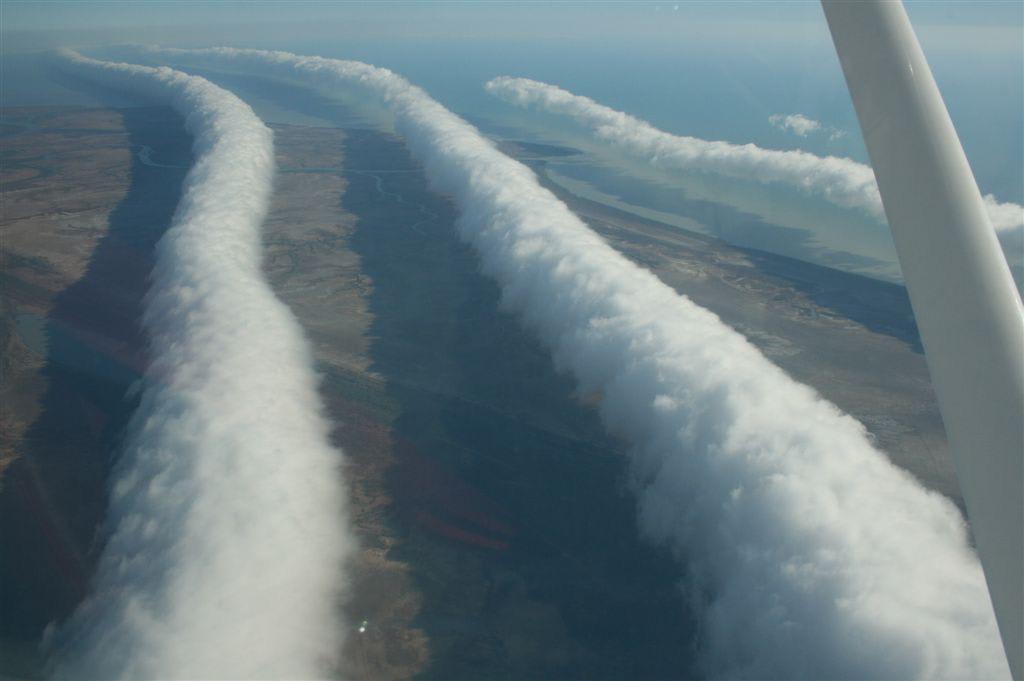 These are called soliton clouds. They are rare formations that maintain their shape while moving. They can reach 1000km (620mi) long!