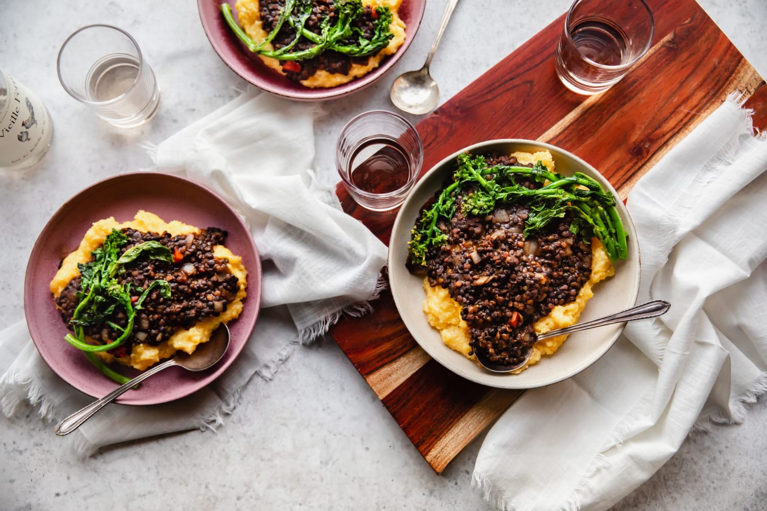 BBQ Lentils over Cheese Grits