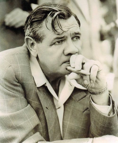 Babe Ruth at the age of 52 in 1947, one year before his death. Ruth is ...