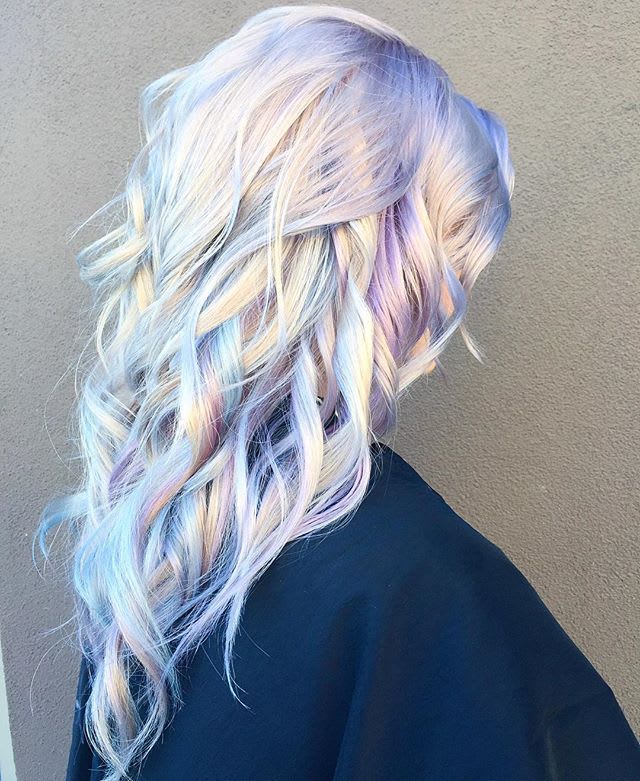 Pastel Hair & Platinum Hair on Instagram: “💿💿 Holographic 💿💿 Dimensional Silver Violet by the team at Ross Michaels using @Pravana Pastels and @olaplex #watercolorhair #pastelhair…”