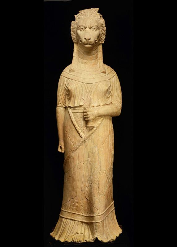 A terracotta statue of Leontocephale Tanit, the chief goddess of Carthage. 4th century BC, found in the sanctuary of Thinissut, and now is on display at the Bardo National Museum in Tunis