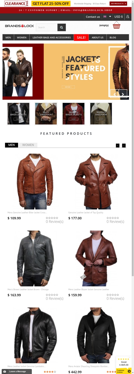 Online Retail Store for Leather Jackets and Fashionable Accessories