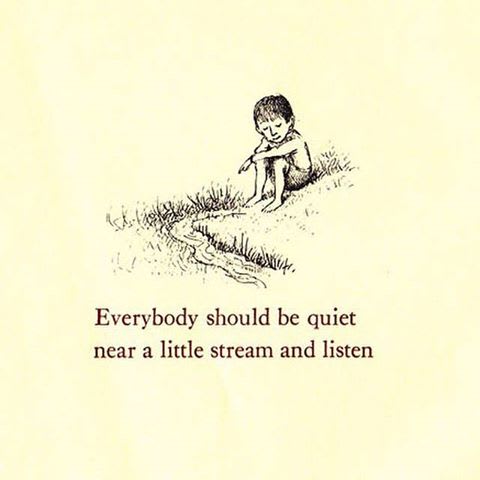 Everybody should be quiet near a little stream and listen.