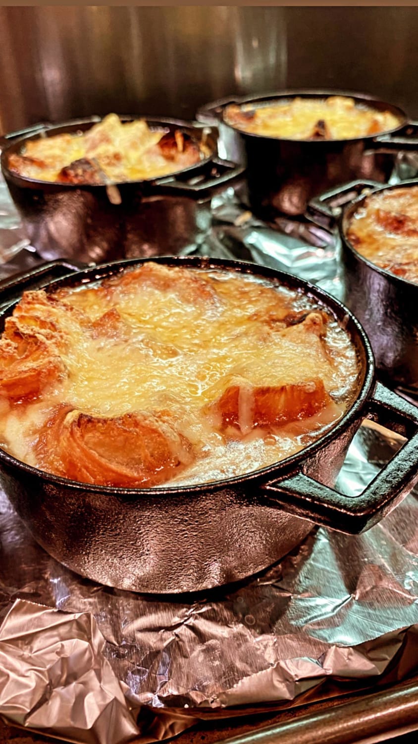 This French onion soup took me so long to make. Many tears were shed in the process.