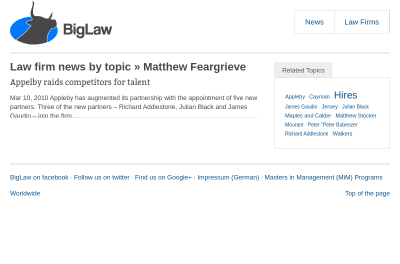 Law firm news about Matthew Feargrieve