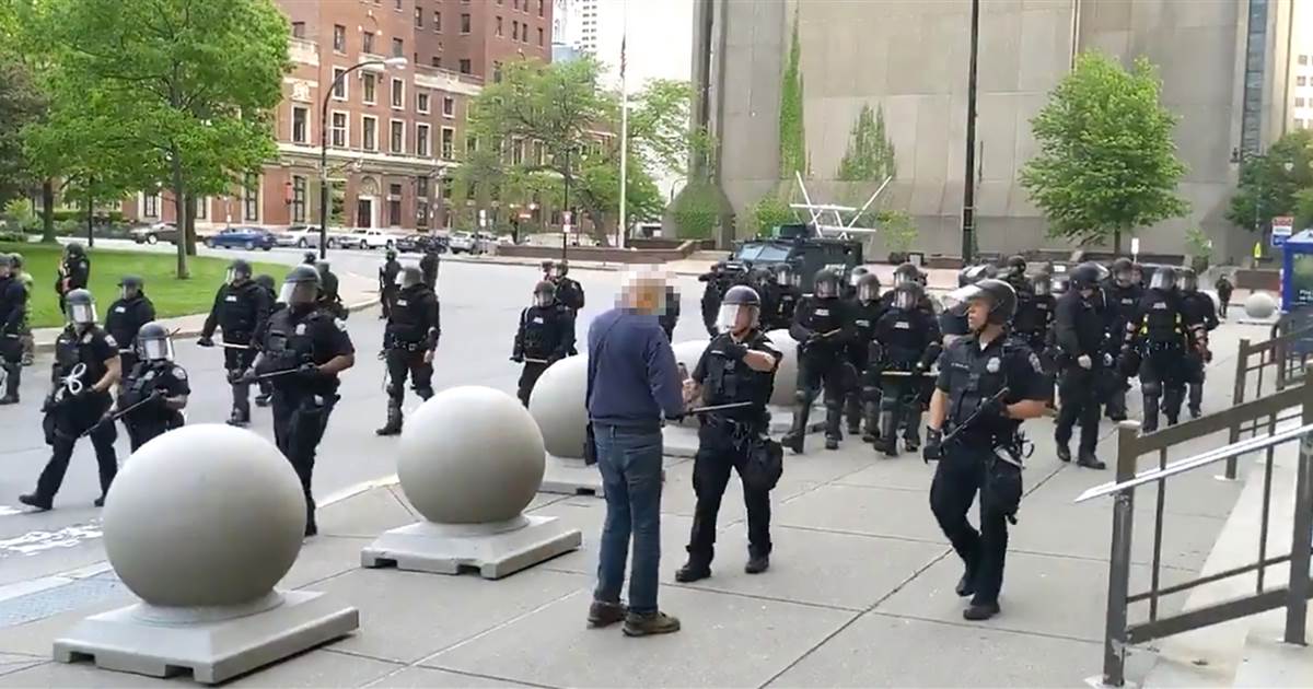 Buffalo police officers suspended after video shows them shoving protester