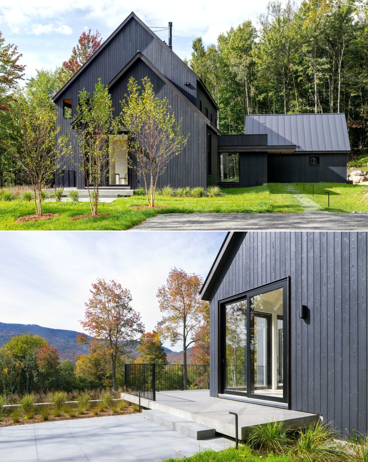 Rural hillside property clad in charred wood overlooking Green Mountains, Fayston, Vermont by Elizabeth Herrmann Architecture (Photo: Lindsay Selin)