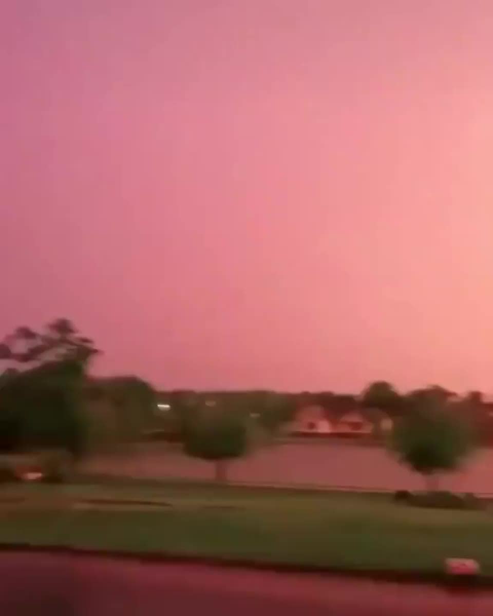 Stunning display of colors from lightning at dusk