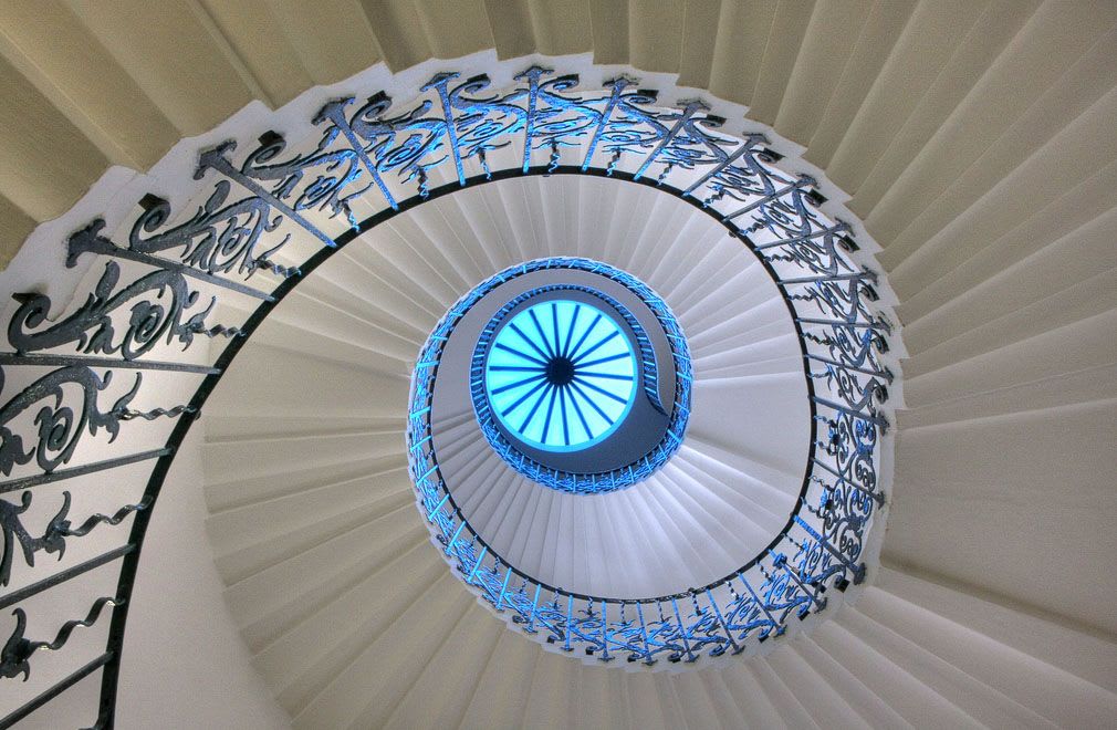 The Tulip Stairs, Queen's House, Greenwich, London. The world's first Geometric, spiral, self-supporting stairs. Architect Inigo Jones. 1616