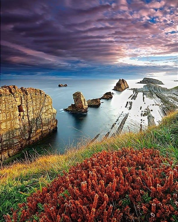 A magnificent scenery at Costa Quebrada Geopark in Soto de la Marina, Cantabria, Spain.