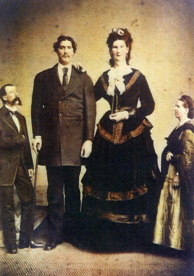 The Tallest Married Couple Ever. Anna Haining Swan, 7' 11", and Martin Van Buren Bates, 7' 9", were wed in London in 1871. The marriage produced a boy who was the largest newborn ever recorded at 23 pounds 9 ounces and 30 inches long, but did not survive.