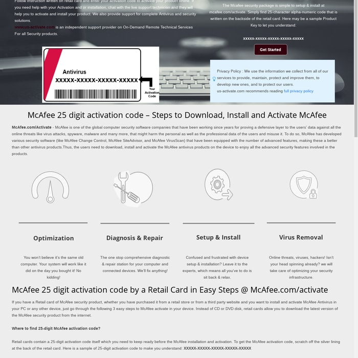 enter McAfee 25 digit activation code -at McAfee Activate