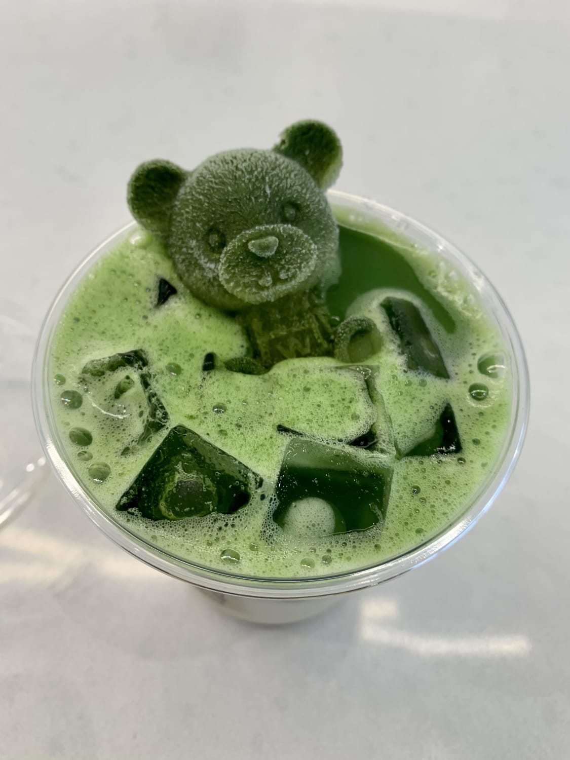 Lavender matcha latte with an extra matcha bear🐻🍵 (Support your local small businesses!)