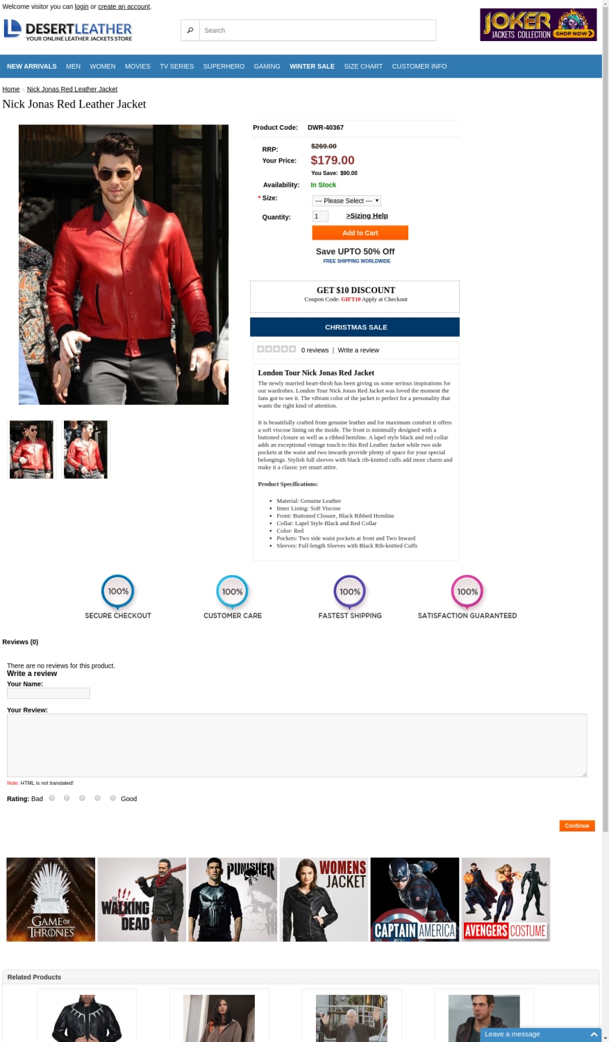 Nick Jonas Red Leather Jacket