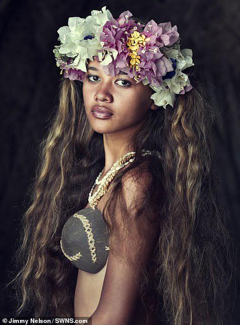 A woman from the Marquesas Island tribe of Northern French Polynesia.