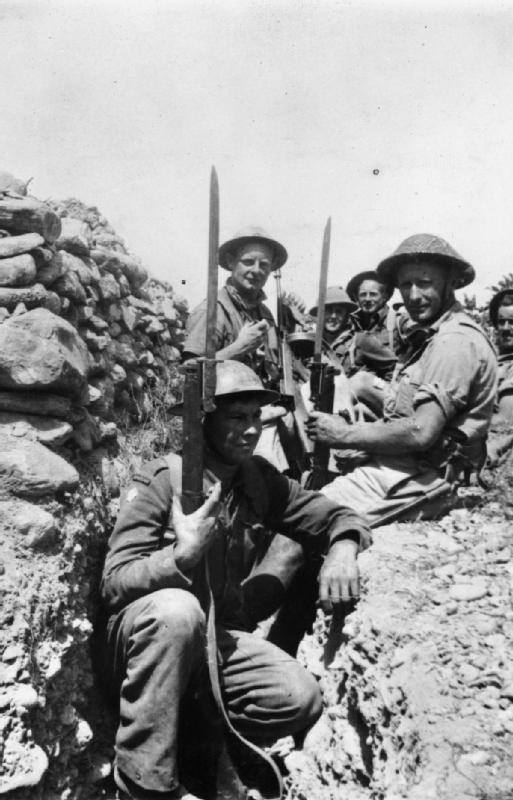 Battle of Crete. May 1941. British troops from the 14th Infantry Brigade prepare to meet the Germans.