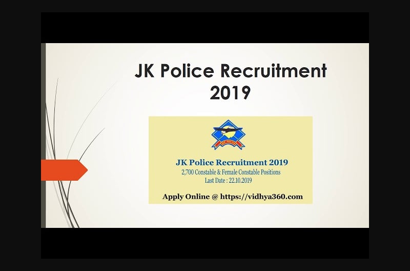 JK Police Recruitment 2019, Apply For JK Police 2700 Constable Jobs