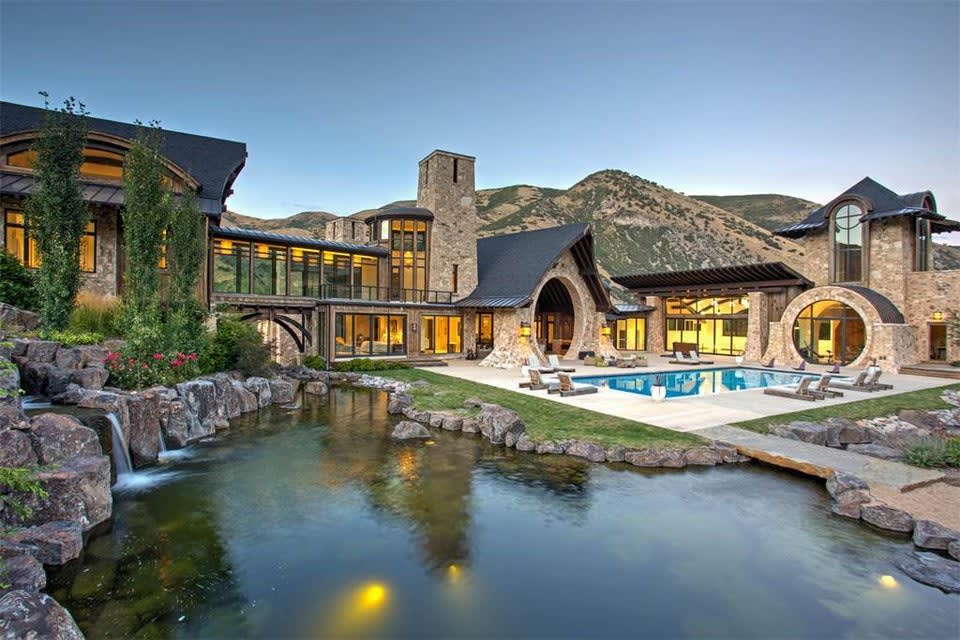A stream passes through this LotR inspired Mansion in Utah. On the market for $14.9million