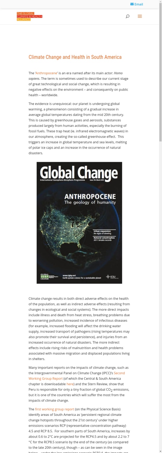 Climate Change and Health in South America - The Global Climate and Health Alliance