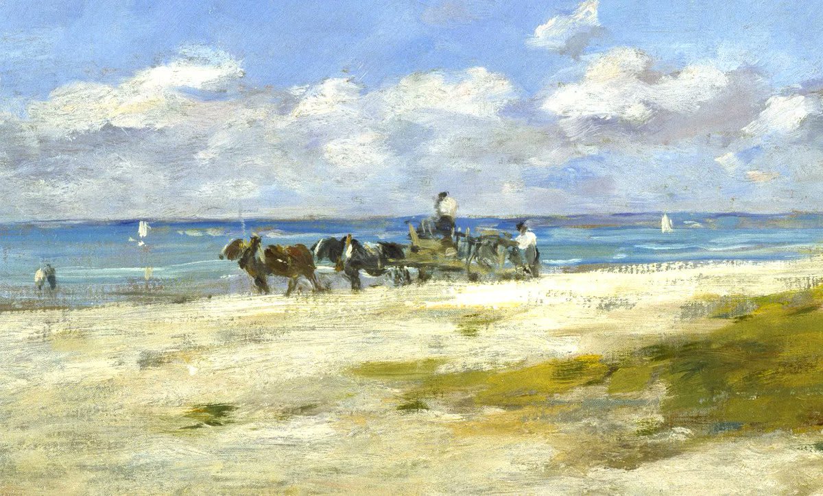 Today is officially the first day of summer! You may be eager to get to the beach and soak up some sun, much like Eugène Louis Boudin did over a century ago when he painted “The Beach at Trouville” while working “en plein air,” or outdoors. 🎨 Eugène Louis Boudin
