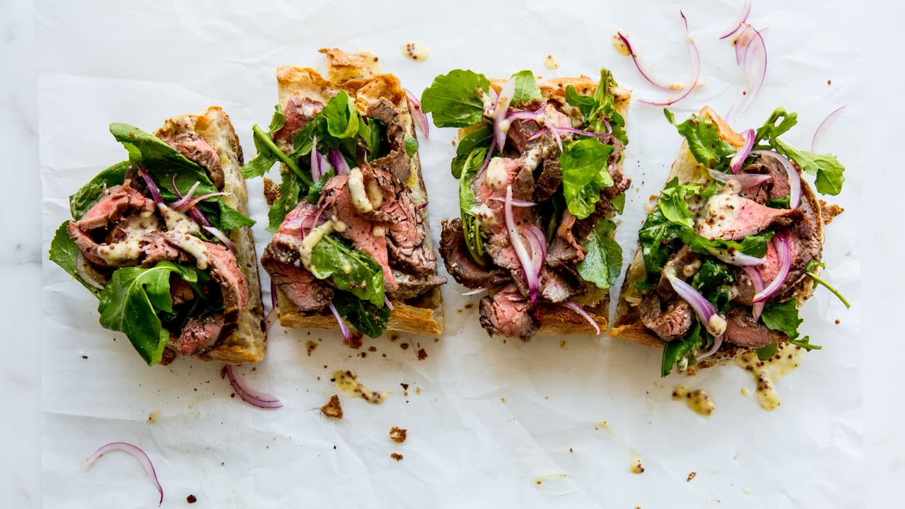 Open-Face Steak Sandwich with Parmesan Dressing