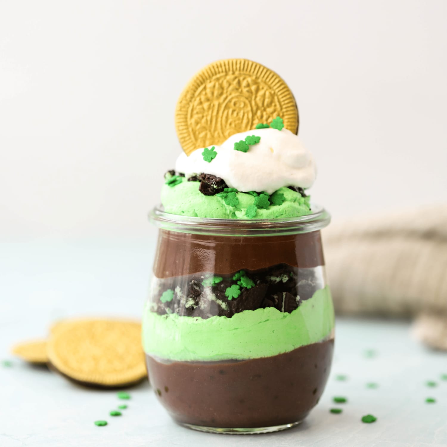 St Patrick's Day Pudding Cups