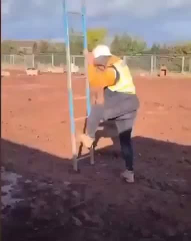 HMB, I will climb the ladder up on side and down on the other side (hats off for safety)