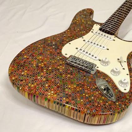 An Amazing Playable Fender Stratocaster Style Electric Guitar Hand Crafted Out of 1200 Colored Pencils