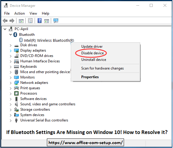 If Bluetooth Settings Are Missing on Window 10! How to Resolve it? - www.office.com/setup