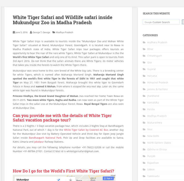 White Tiger Safari and Wildlife safari inside Mukundpur Zoo